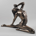 Life size cast bronze sexy yoga little girl nude figurine statue sculpture